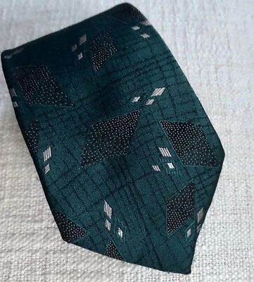 Vintage 1970s Don Loper Beverly Hills Green Black Retro Atomic Neck Tie 54 x 3.5 - Image 1 of 4