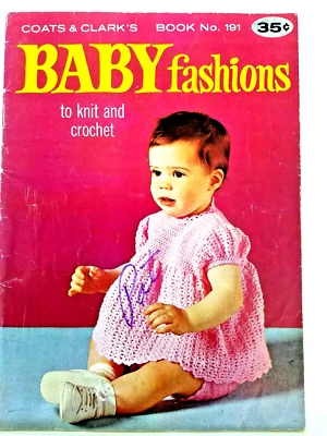Clark 0191 BABY FASHIONS 12 sets knit crochet 36pg booklet 1969 - Image 1 of 4