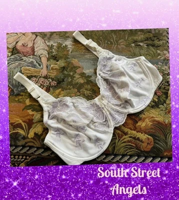 SUJETADOR CON AROS SEMI TRANSPARENTE BORDADO MARFIL Y PÚRPURA VINTAGE WACOAL 85775 34DD Foto 1 de 4