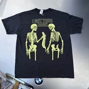 “I Got Your Back” 2000s Glow In The Dark Skeleton Halloween Tshirt - Picture 1 of 5