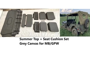 Juego de tapa y cojín de lona gris Willys Jeep MB Ford GPW G-503+ bolsa trasera A3216 - Imagen 1 de 22
