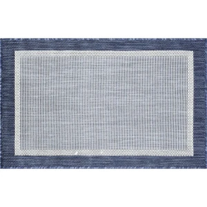 2x3 Blue Solid Simple Plain Flat Bordered ECO1205 - Aprx 2' x 2' 11" - Picture 1 of 2