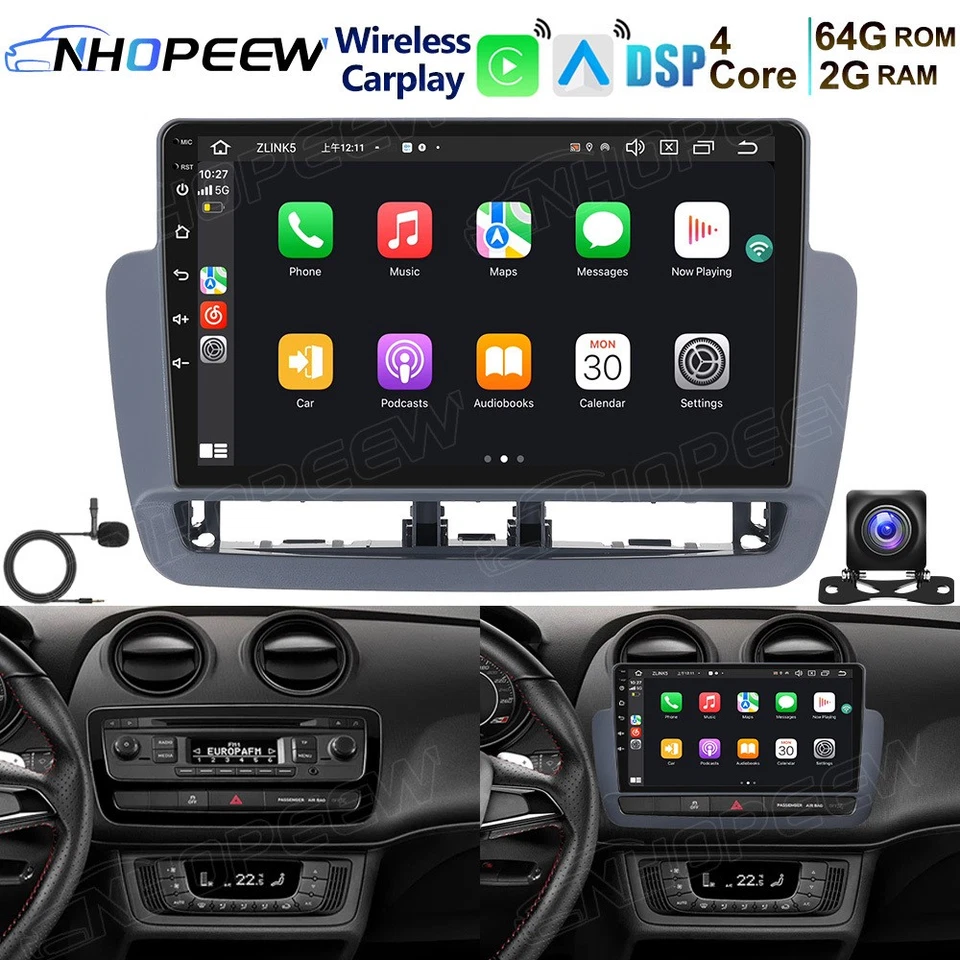 NHOPEEW Für Seat Ibiza IV 6J 2009-2013 Android 15 Carplay Autoradio GPS RDS WIFI +Kamera