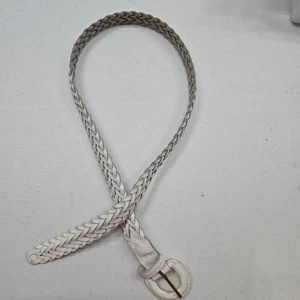 Cinturón de cuero trenzado vintage para mujer blanco pequeño  - Imagen 1 de 4