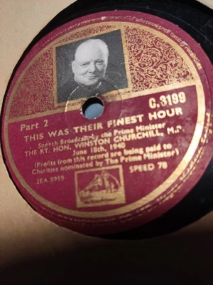 DISCOURS  WINSTON CHURCHILL--THIS WAS THEIR FINEST HOURS-HMV 3199-TTB ETAT - Photo 1/2