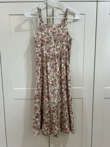 Old Navy Girls Sz 10-12 Floral Sundress Midi Cotton Ruffle Hem Elastic Waist - Picture 1 of 8
