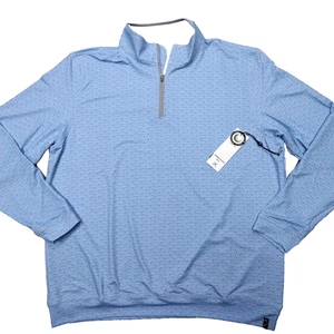 Kenneth Cole Golf 1/4 Zip Pullover Stretch feuchtigkeitsableitend hellblau Golfschläger Print - Bild 1 von 5