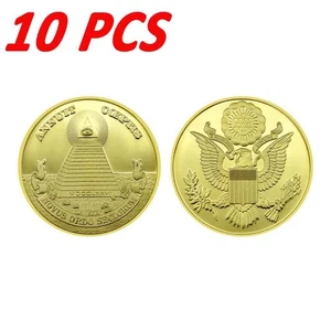Moneda masónica conmemorativa de dólar estadounidense enchapada en oro de 10 piezas regalo coleccionar - Imagen 1 de 4