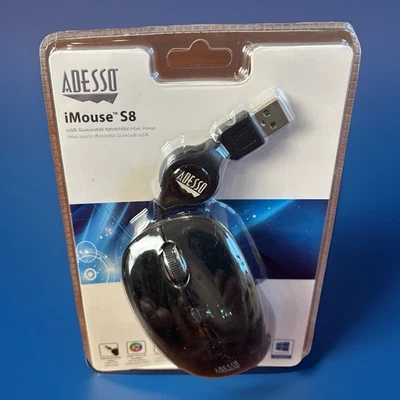 Adesso iMouse S8B LED Optical Wired USB Retractable Mini Mouse - Image 1 of 4