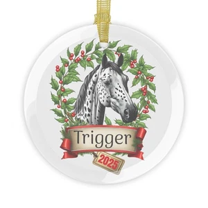 Custom Holiday Horse Glass Ornament - Appaloosa horse - Picture 1 of 5