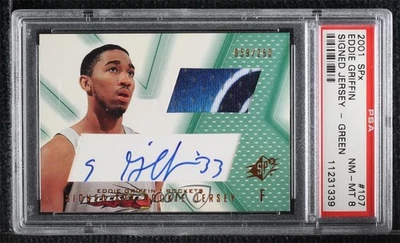 Camiseta firmada SPX 2001-02/250 Eddie Griffin (verde) #107 PSA 8 novato radiocontrol Foto 1 de 2