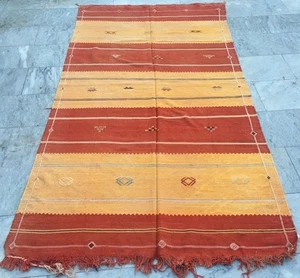 4x8 ft Vintage Handmade Flatweave Moroccan Kilim Traditional Silk Kilim Rug - Picture 1 of 7