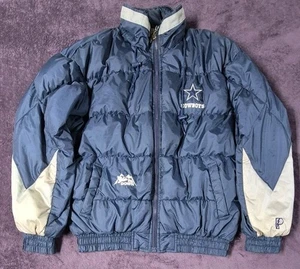 Chaqueta acolchada con cremallera completa de plumón de pato de los 90 Pro Player para hombre L Dallas Cowboys de colección - Imagen 1 de 11