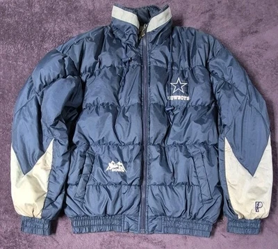 Vintage 90s Pro Player Men L Dallas Cowboys Duck Down Full Zip Puffer Jacket - Image 1 of 4