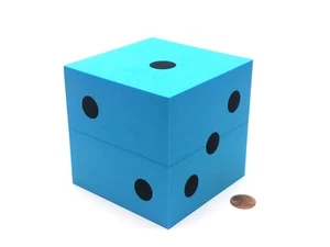 Single Huge Very Large 100mm Foam Dice (1 Piece) - Blue with Black - Picture 1 of 3