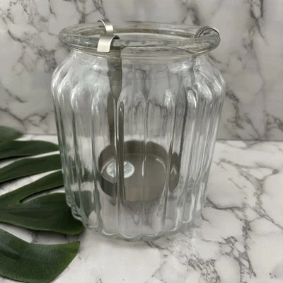 Bath and Body Works Hurricane Glass Candle Holder 3 Wick Large Ribbed Clear New - Image 1 of 4