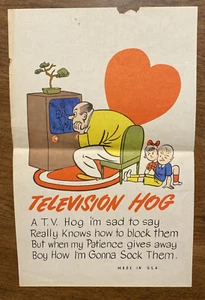 Vintage 1940s Valentines Day Card Television TV Hog Upset Kids Humor Funny USA - Picture 1 of 21