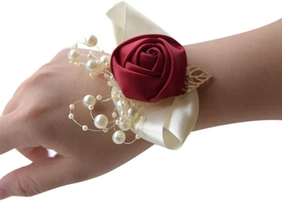 Elegant Damen Hochzeit Zubehör Braut Brautjungfer Handgelenk Corsage Blumen mit  - Bild 1 von 4