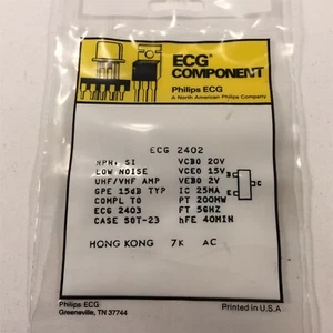 (2) ECG ECG2402 NTE2402 Silicon NPN Transistor Low Noise UHF/VHF Amplifier-2/Lot - Picture 1 of 5
