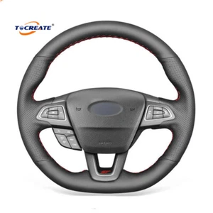 Cubierta de volante de cuero genuino negro para Ford Focus (ST | RS) 2015 #BTXE - Imagen 1 de 11