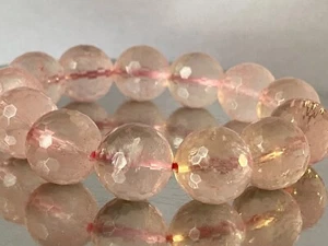 8.2" 16mm "Pretty in Pink/AAAA"~PINK ROSE QUARTZ Faceted Round Bracelet A1394 - Picture 1 of 8