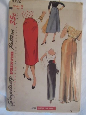Glam VTG 54 SIMPLICITY 4792 Misses Skirt & Evening Skirt PATTERN 24W UC - Image 1 of 4