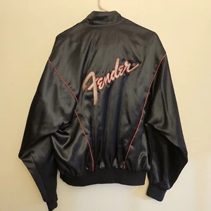 Chaqueta Fender Vintage M.A.P. Master Appeal Products Satén Negro Rojo Grande 🔥EE. UU. - Imagen 1 de 22