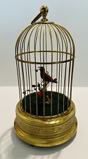 Vintage Animated Tweeting Bird in Brass Cage German