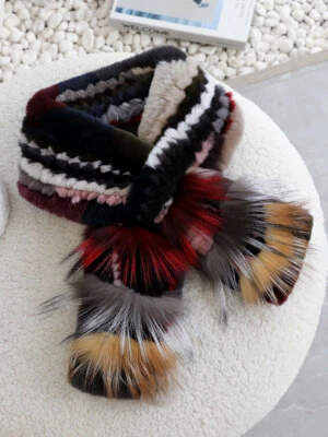 Mujeres Real Rex Bufanda de Piel de Conejo Pañuelo de Zorro Invierno Cálido Envolturas Silenciador Negro Foto 1 de 4