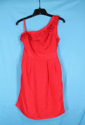 Vestido Vaina THE LIMITED Forrado SATINADO Rojo Volantes Un Hombro Bolsillos PLISADO S Foto 1 de 4