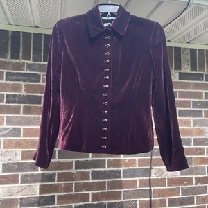 Lauren Ralph Lauren Velvet Button Down Blouse Sz 6 Color Plum Dark Purple Women - Picture 1 of 24