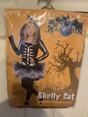 Nuevo Disfraz Smiffy’s Skelly Cat Adolescente Talla 13 Años y Más Vestido y Encogerse de hombros con Capucha Foto 1 de 4