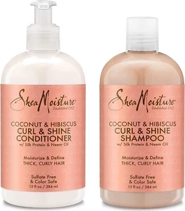 2 pack Shea Moisture Shampoo and Conditioner Set, Coconut & Hibiscus Curl 13 oz - Picture 1 of 10