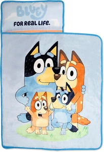 Bluey & Bingo Toddler Nap Mat Blanket Pillow Plush Blue Family - Picture 1 of 9