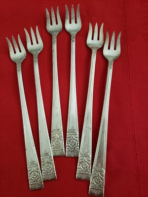 INAUGURATION Flatware by National Silver Co.- 6 Cocktail/Seafood Forks (Silverp - Image 1 of 4