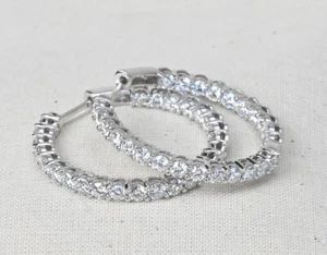 18ct White Gold Diamond Earrings, 3.84cts, Glamorous 31mm Hoops - Picture 1 of 9