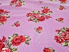 Stripe Rose  Crepe Apparel Fabric Summer Theme By the Yard