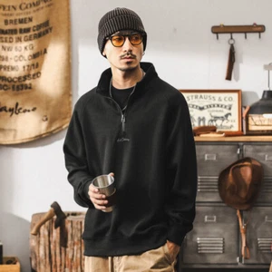 American Vintage Woolen Striped Knit Hoodie Men Autumn Loose Casual Top - Picture 1 of 18