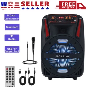 8''1000W Portable Bluetooth Speaker 'DJ Party Subwoofer FM Radio with Remote+Mic - Picture 1 of 15