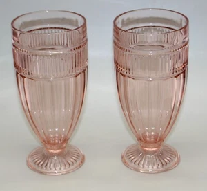 Anchor Hocking Pink Annapolis Rosewater Footed Tumbler 7" 16oz EXC - Picture 1 of 5