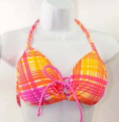 SO оранжевый/розовый зигзаг/шашки двусторонний бикини верх или низ купальный костюм рекомендуемая розничная цена производителя $28 - Изображение 1 из 4