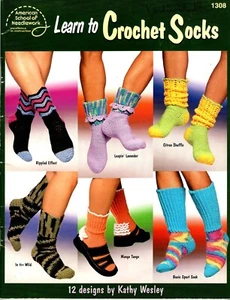 Learn to Crochet Socks Booklet American School of Needlework 1308 - Picture 1 of 3