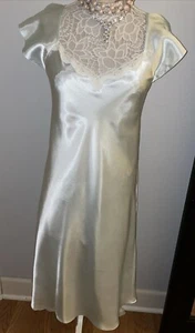 Nightgown Womans Gown Long LIQUID Satin SHINY Glossy Lingerie*no Tag 18”Ice Blue - Picture 1 of 13