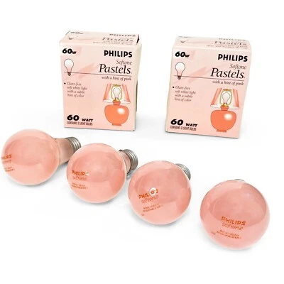 Philips Softone Pastels With A Hint Of Pink Light Bulbs 4 Pack 60w - Image 1 of 4