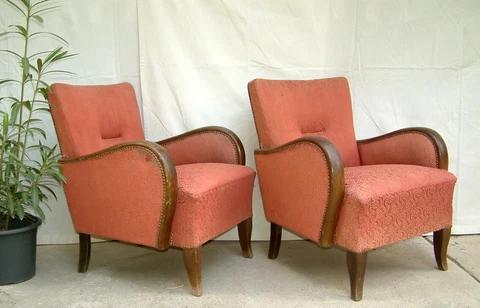 Pair of Art Deco Armchairs, Club Cocktail Chairs. Antique Vintage Halabala 1920 Cover