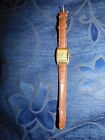 LADIES IK COLLECTION WATCH GOLD FACE BROWN LEATHER STRAP NEEDS BATTERY