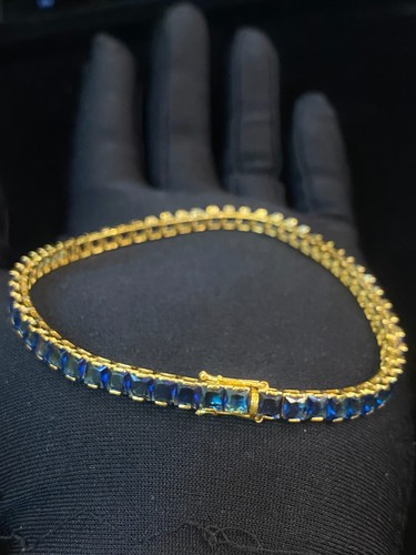 VALENTINO Bracciale Tennis Unisex Classy 14 20 Cts Forma Principessa Zaffiro Blu in Oro 14K