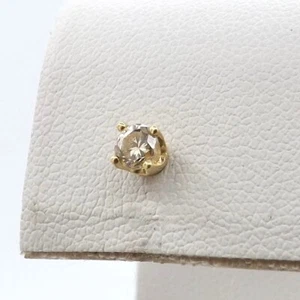 14k Gold Genuine Pale Champagne Round Diamond Stud Single Earring One - Picture 1 of 6