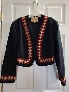 Double D Ranch Wear Black with Red Trim Bolero Jacket with Grommets Size S - Picture 1 of 4