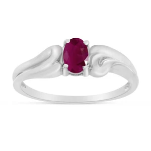 14k White Gold Oval Ruby Ring - Picture 1 of 6